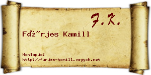 Fürjes Kamill névjegykártya